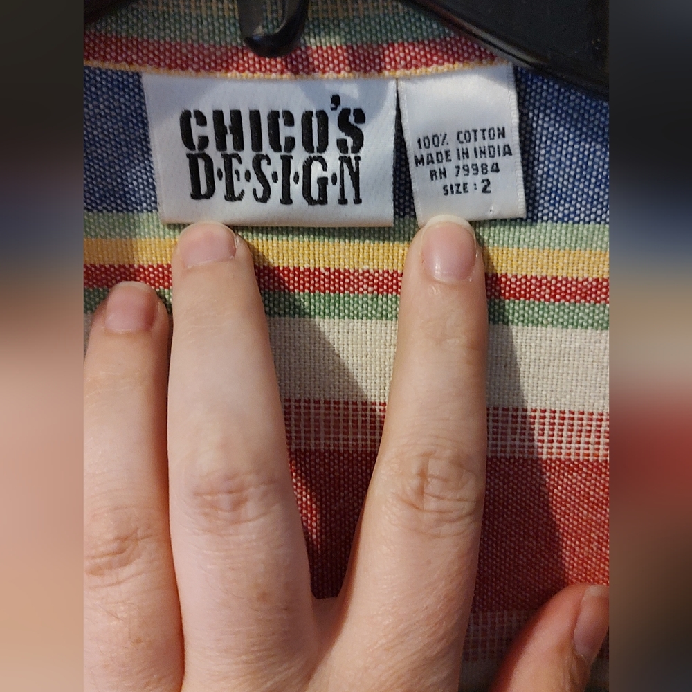 Vintage Chicos Design Oversized Button Down Blazer, Size 2, Multi Color - Picture 9 of 9